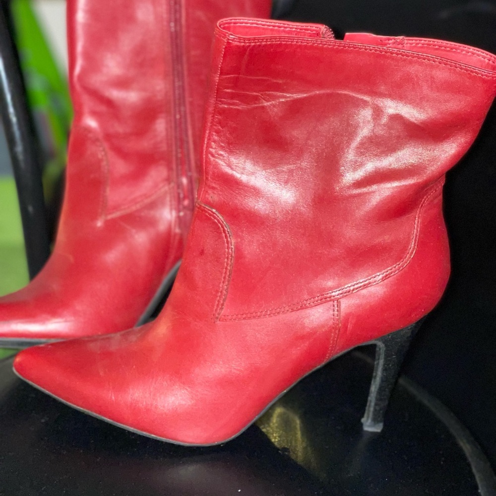 Red leather stiletto boots. Worn maybe twice. Excellent condition